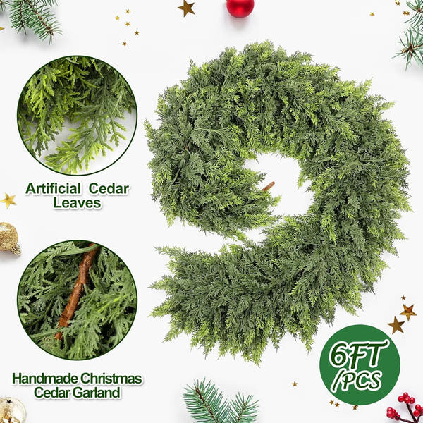 Premium 6 Feet Christmas Cedar Garland
